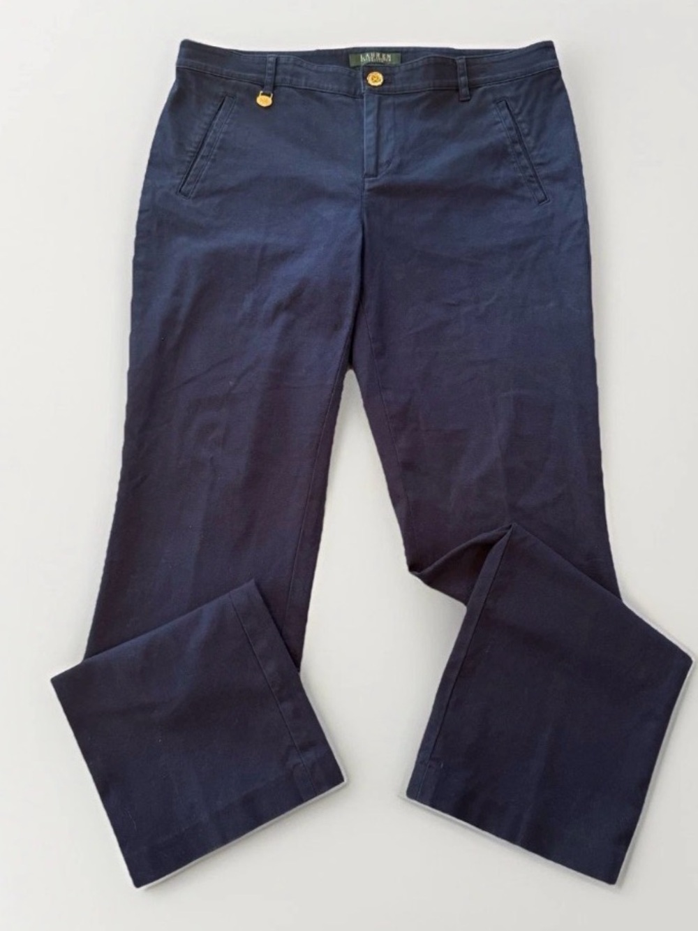 Lauren Ralph Lauren pants Womens 8P Navy Chino Slim Straight Mid Rise 28"